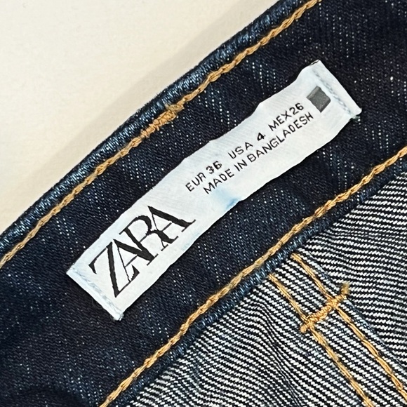 Zara Super Wide Leg Jeans Blue Dark Wash High Rise Ankle Length Denim Size 4 - Picture 7 of 9